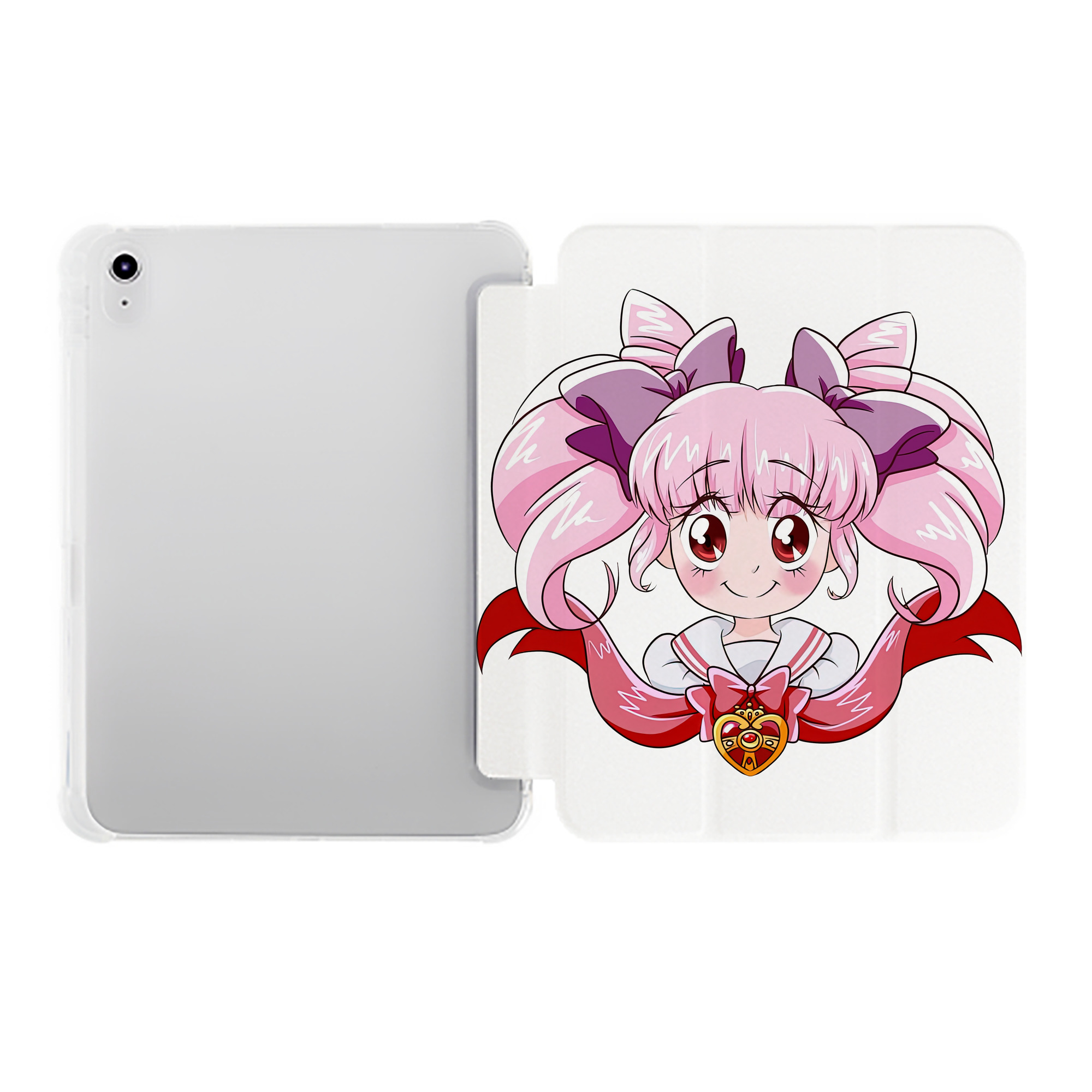 （画像用） 美少女戦士セーラームーン ちびうさ Sailor Moon Chibiusa Tsukino Usagi Small Lady Serenity IPad ケース ペン収納付き 三つ折りスタンド PUレザー×シリコン 対応機種9.5/10.5/10.9インチ